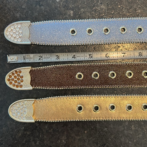 3 Kathy Van Zeeland horseshow belts glitzy flashy 1 size small 2 size medium new - Picture 4 of 8